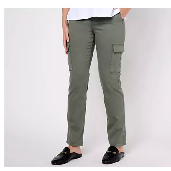 NWOT NYDJ Sheri Slim Cargo Jeans- GREEN - Picture 2 of 8